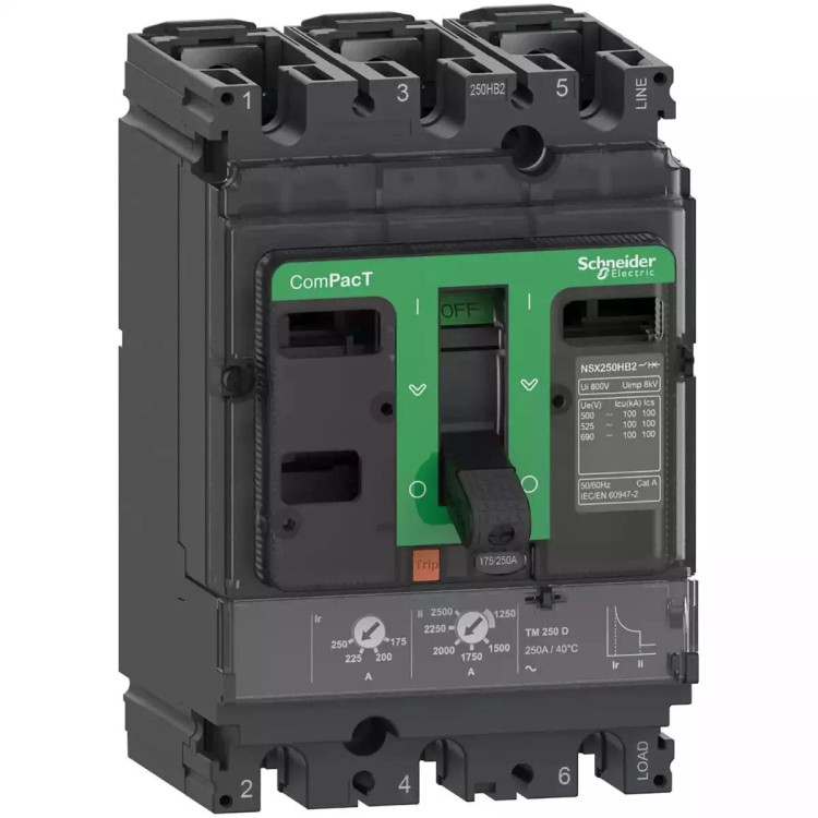 کلید اتوماتیک 630آمپر اشنایدر سه پل 50kA حفاظت LSoI